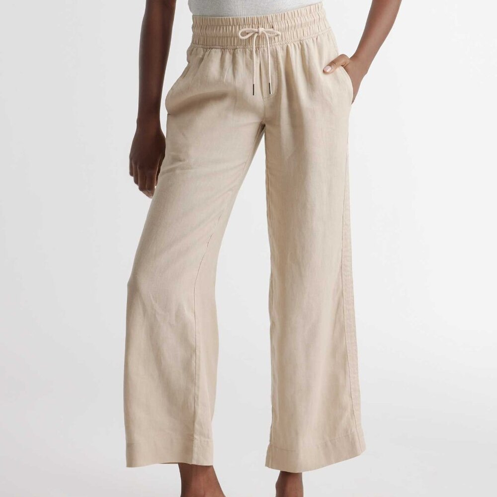 Quince 100% European Linen Wide Leg Pants in Driftwood Size XL Inseam 26